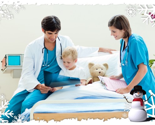 medical professionals with patient during holidays
